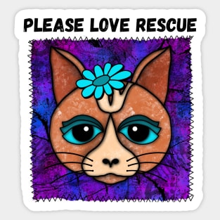 Please Love Rescue Cat Design In Patch-style Sticker